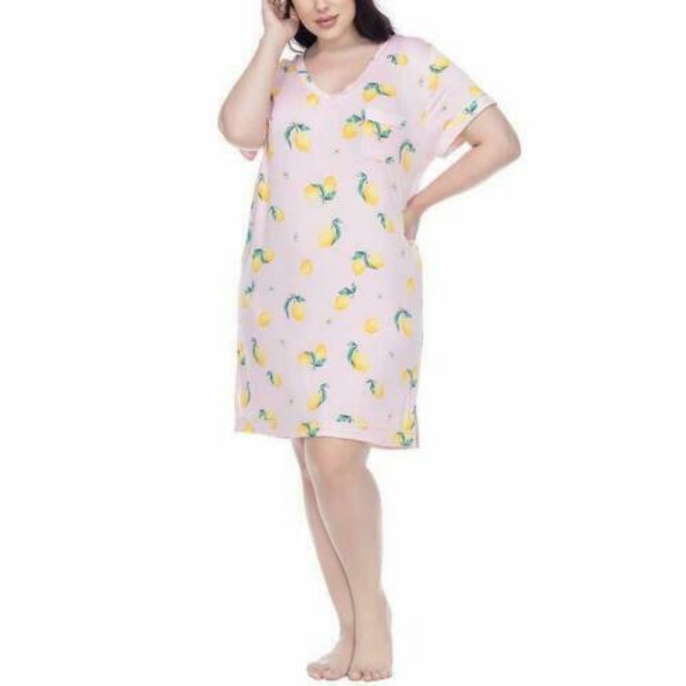 Honeydew Pink Lemon Print Sleep Shirt